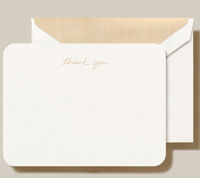 Round Corner Script Thank You Boxed Flat Note Cards