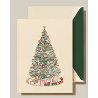 Engraved Christmas Morning Tree Boxed Folded Holiday Cards