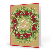 Holly and Berry Wreath Folded Holiday Cards