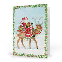Santa and Reindeer Folded Holiday Cards