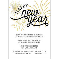 Faux Glitter Happy New Year Fireworks Invitations