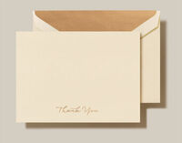 Gold Script Thank You Folded Note Cards - Hand Engraved
