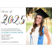 Floral Class of Photo Graduation Invitations
