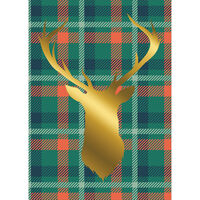 Green and Faux Gold Deer Silhouette Folded Holiday Cards