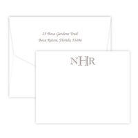 Block Monogram Border Flat Note Cards
