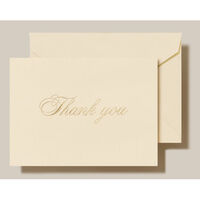 Gold Script Boxed Thank You Folded Note Cards