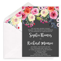 Charcoal Watercolor Roses Invitations