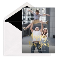 Happy New Year Gold Starburst Vertical Photo Cards