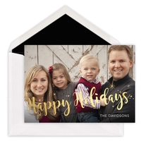 Happy Holidays Starburst Gold Foil Holiday Photo Cards