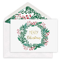 Foil Wreath Folded Holiday Cards