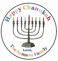 Round Menorah Gift Stickers in Color