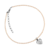 Oval Rice Pearl Children's Necklace with Silver Heart Charm