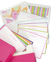 Colorful Hand-Bordered Flat Note Card Ensemble - Raised Ink