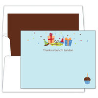 Blue Birthday Presents Note Cards