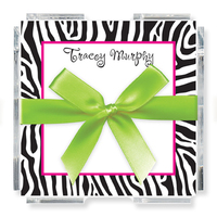 Black Zebra Stripes Memo Square with Acrylic Holder