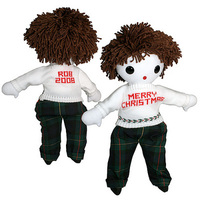 Personalized Soft Boy Doll with Holly trimmed Sweater
