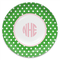 Green Polkadot Melamine Plate