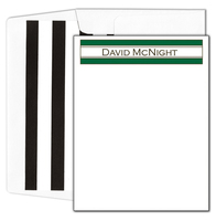Green and White Stripe Flat Note Cards