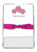 Pink Peonies Memo Sheets in Holder