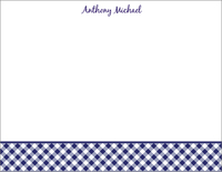 Blue Gingham Plaid Flat Note Cards