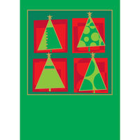 Four Trees on Green Holiday Card with Inside Imprint