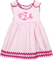 Light Pink Pique Garden Princess Dress with Hot Pink Trim