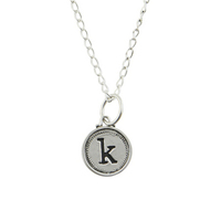Silver Box Chain Necklace with Small Typewriter Stamp Pendant