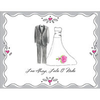 Bride and Groom Foldover Note Cards