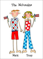 Patriotic Couple Customized Foldover Note Cards