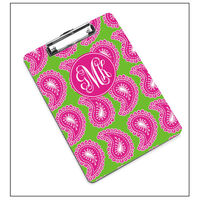Pink and Green Paisley Monogram Clipboard