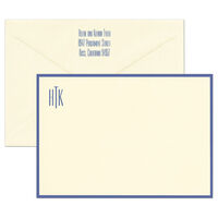 Ecru with Periwinkle Border Jumbo Flat Note Cards