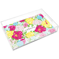 Heritage Floral Large Lucite Tray