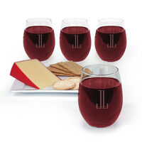Deep Etched Monogrammed Stemless Wine Glassware Set