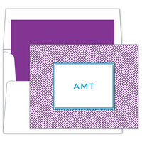 Plum Greek Tile Foldover Note Cards