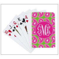Pink and Green Paisley Playing Cards