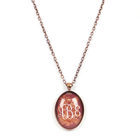 Copper Oval with Brown Swirl Pendant Necklace