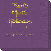 Berry Merry Calligraphy Holidays Napkins