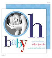 Blue Oh Baby Photo Birth Announcements