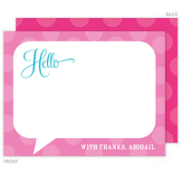 Pink Hello Bubble Flat Note Cards