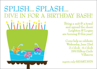 Cake Pool Party Invitations