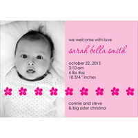 Pink Petite Flower Baby Photo Announcements