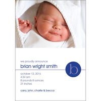 Blue Monogram Petite Baby Photo Announcements