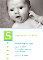 Contemporary Monogram Baby Photo Announcements