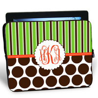 Chocolate Dots and Lime Stripes iPad Sleeve