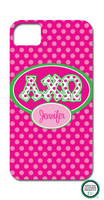 Alpha Chi Omega Letters on Dots iPhone Hard Case