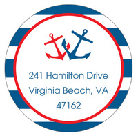 Nautical Blue and Red Round Address Labels