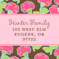 Pink Posies Square Address Labels