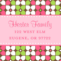 Flowers and Dots Square Address Labels