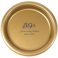 Elegant 50th Scroll Personalized Plastic Plates