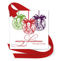 Christmas Ornaments Gift Tags with Attached Ribbon
